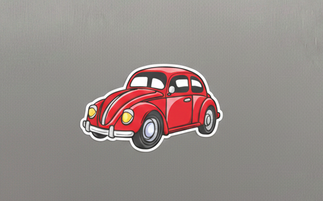 Vintage Red Beetle Car Fridge Sticker - Image 3