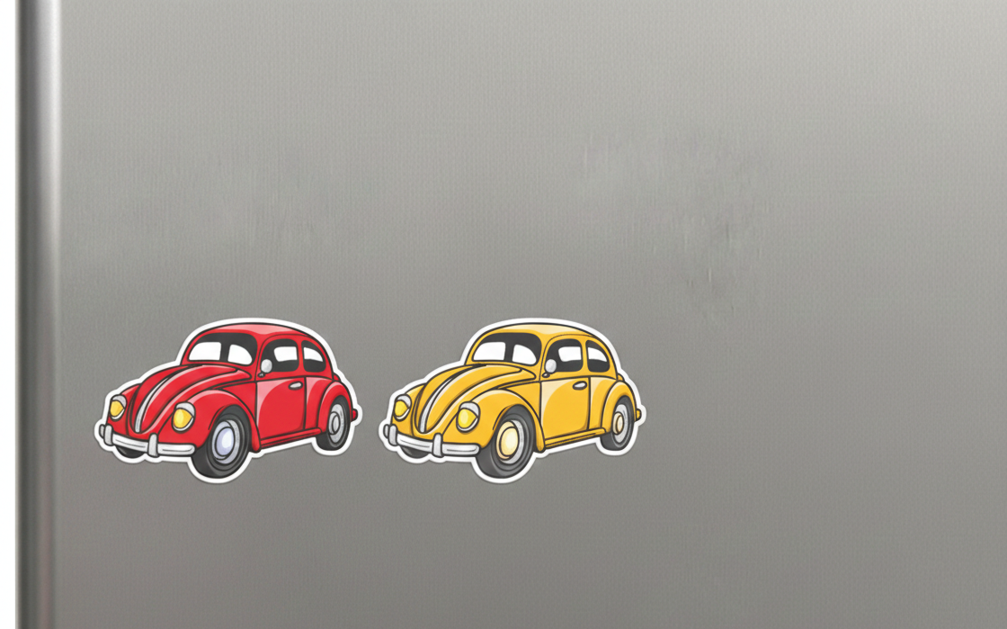 Vintage Red Beetle Car Fridge Sticker