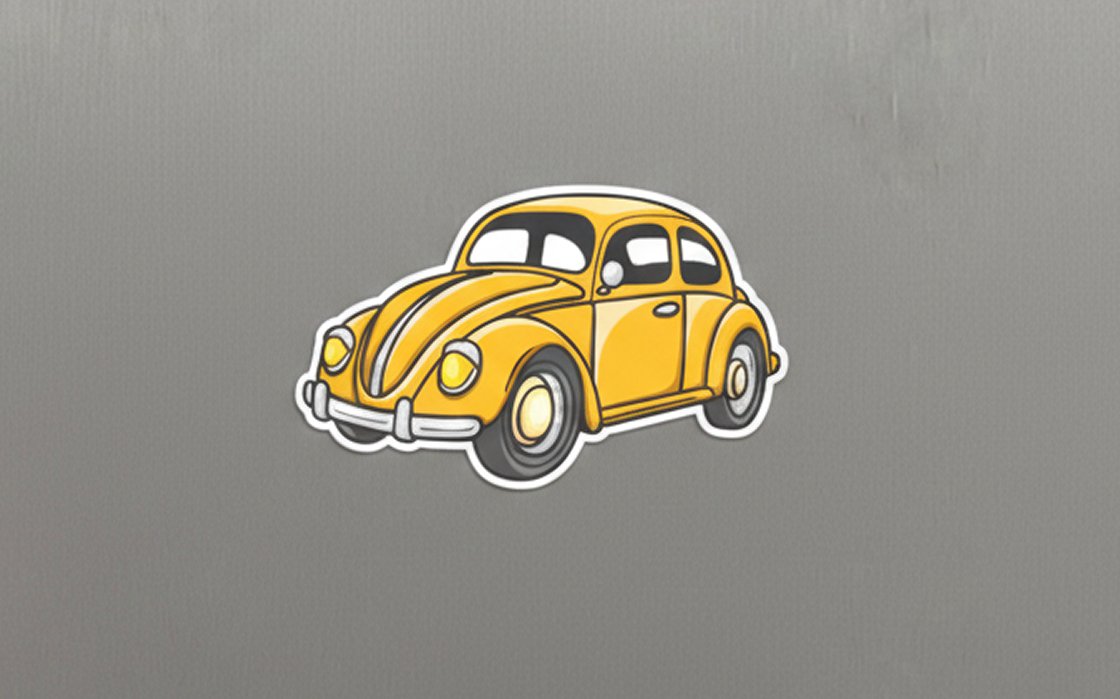 Vintage Red Beetle Car Fridge Sticker - Image 2